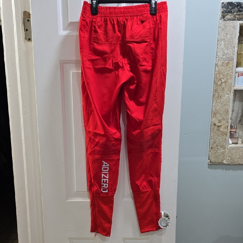 Adidas Red Pants with Tapered Fit and Ankle Cuffs Woman's Size XS - Picture 5 of 14